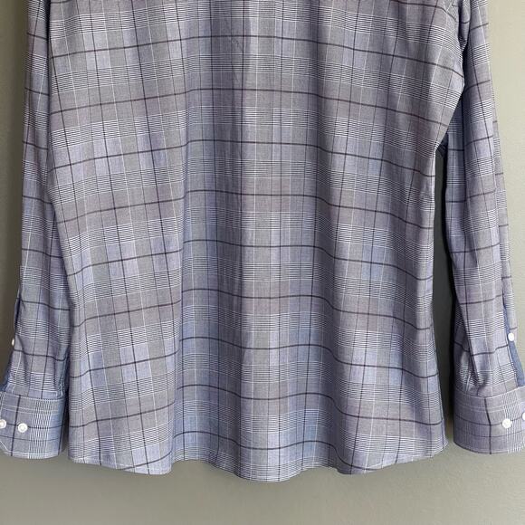 BRAX Derek Modern Fit Plaid Button Up Shirt In Navy Size XL Hi Flex Houndstooth - Picture 13 of 16